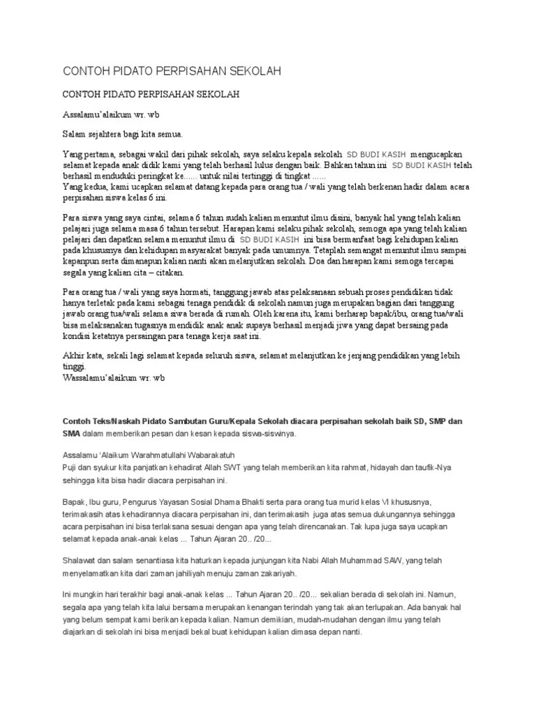 Contoh Pidato Bahasa Indonesia Perpisahan Sekolah // Kumpulan Contoh Terbaru