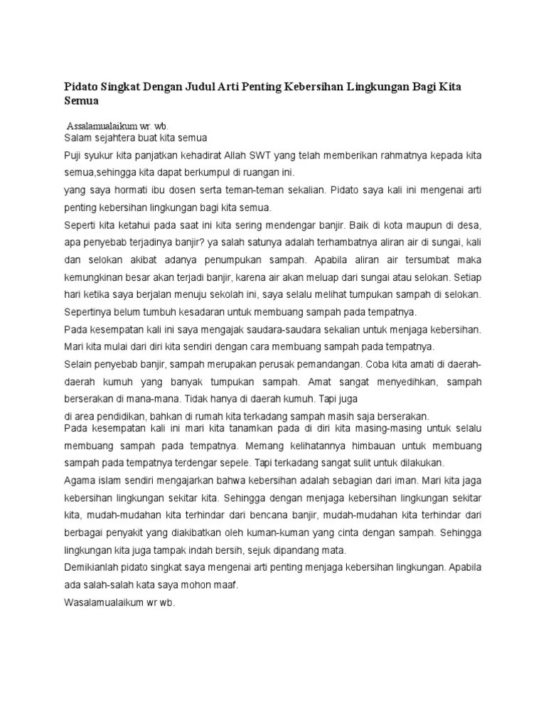 Contoh Ceramah Tentang Kebersihan - Contoh Kultum Bahasa Jawa Studi  Indonesia / 0 ratings0% found this document useful (0 votes). -  gurubelajarservices