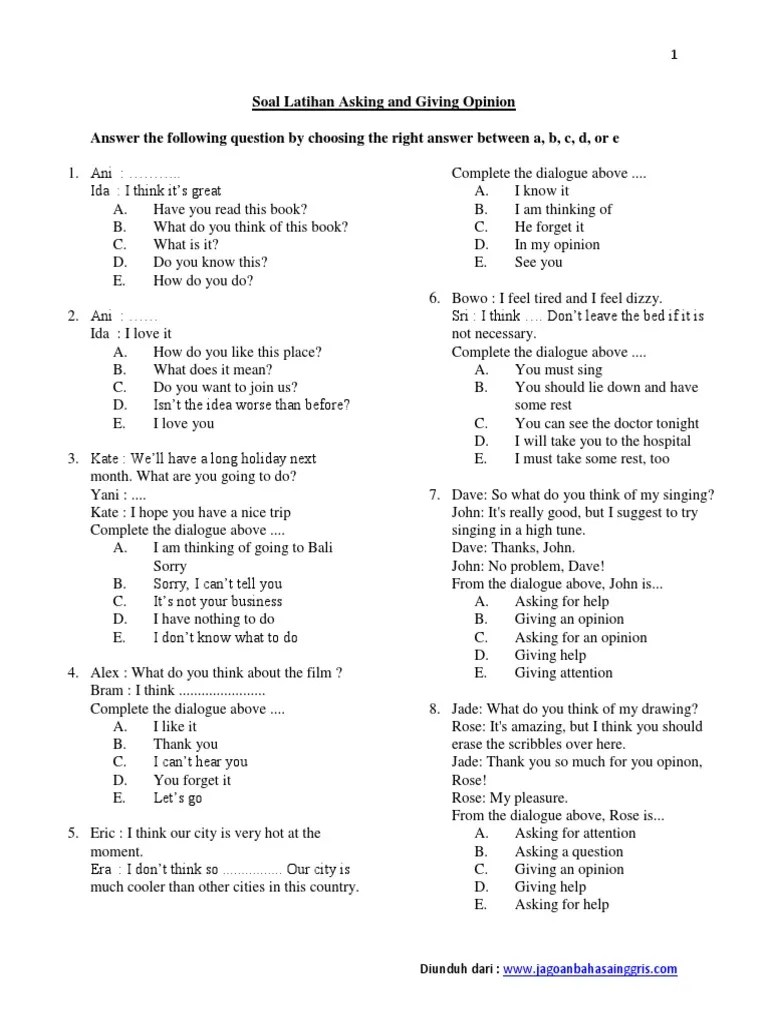 Contoh Soal Pilihan Ganda Tentang Can And Will – Dengan