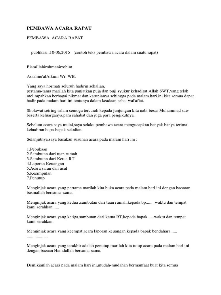 Yuk Bahas 15+ Contoh Pembawa Acara Rapat Rt [Terlengkap] - Catatan Merpati