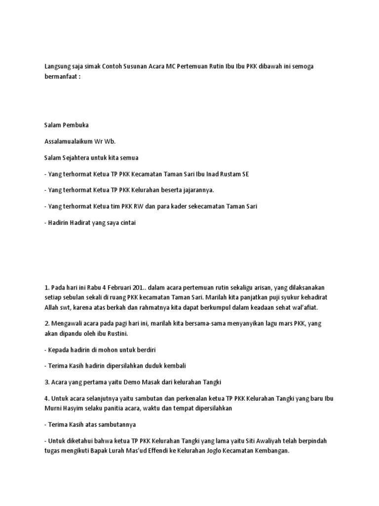 Contoh Pembukaan Jadi Mc Rapat - Kumpulan Contoh Teks Muqadimah Pidato