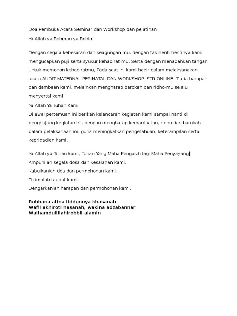 Contoh Doa Pembukaan Acara Workshop - Do A Pembuka Acara Arab Latin Dan  Terjemahan / contoh teks untuk mc di acara formal selasa 30 oktober 2012 23  comments. - galleryilmupedia