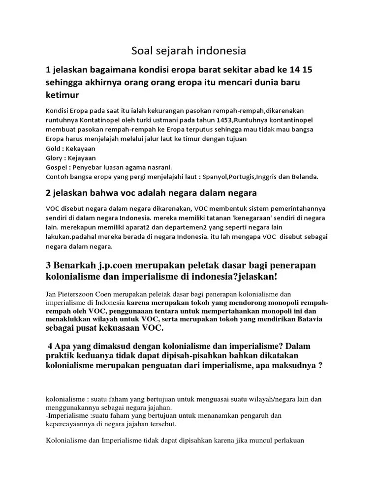 Contoh Soal Essay Tentang Perkembangan Kolonialisme Dan Imperialisme Eropa  – Beinyu.com