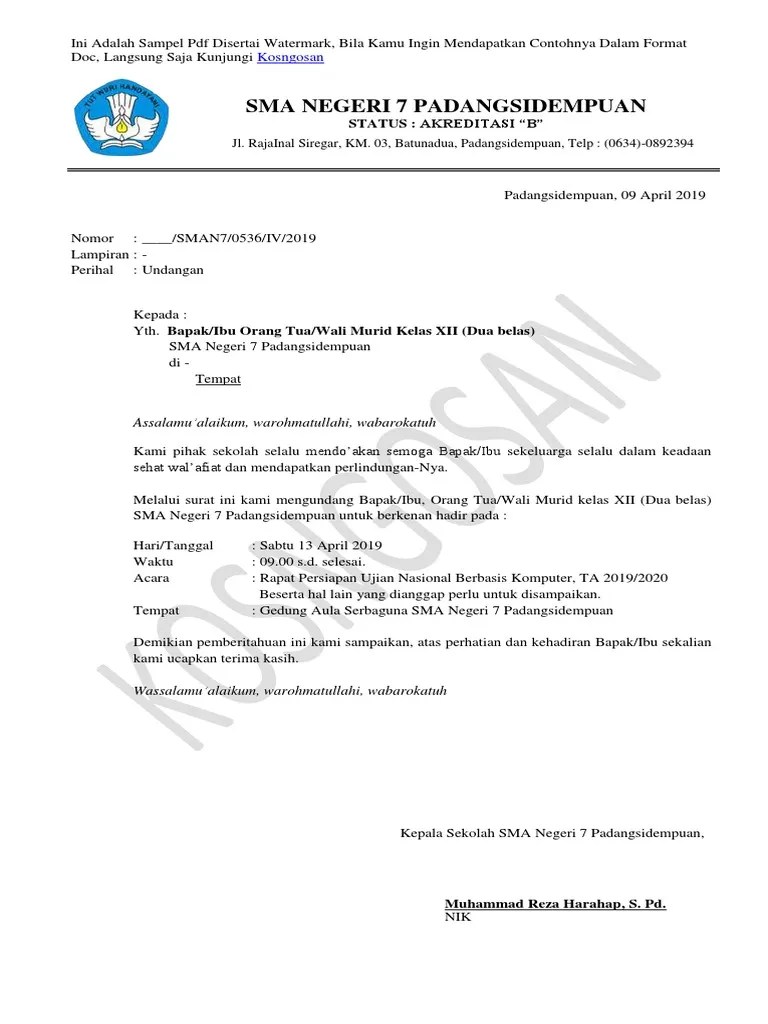 Contoh Surat Undangan Rapat Wali Murid Sd / Contoh Surat Undangan Rapat  Guru Yang Benar Bloggadogado : Smp