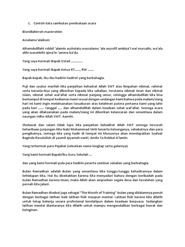 Contoh Pidato Sambutan Pembukaan Acara - Kumpulan Contoh Terbaru