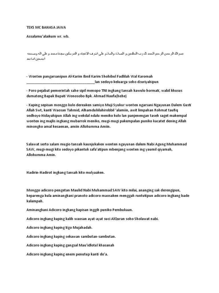 Contoh Teks Pembawa Acara Akad Nikah Bahasa Jawa - tukaffe.com