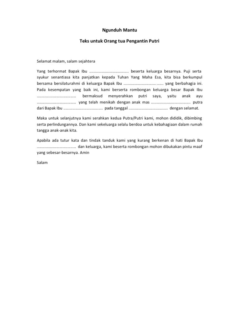 Susunan Acara Ngunduh Mantu – Lektur Indo