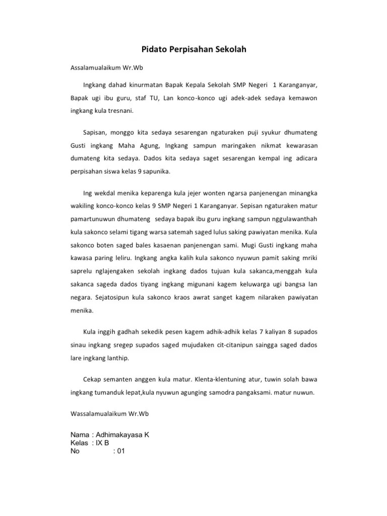 Contoh Pidato Wasana Warsa Bahasa Jawa · Kumpulan Contoh Terbaru