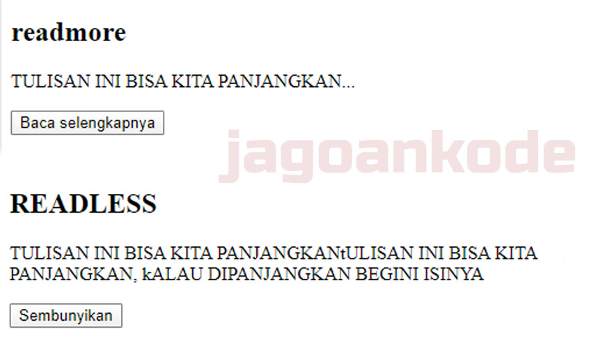 Membuat Single Dan Multiple Read More Read Less Button Dengan Javascript -  Jagoan Kode