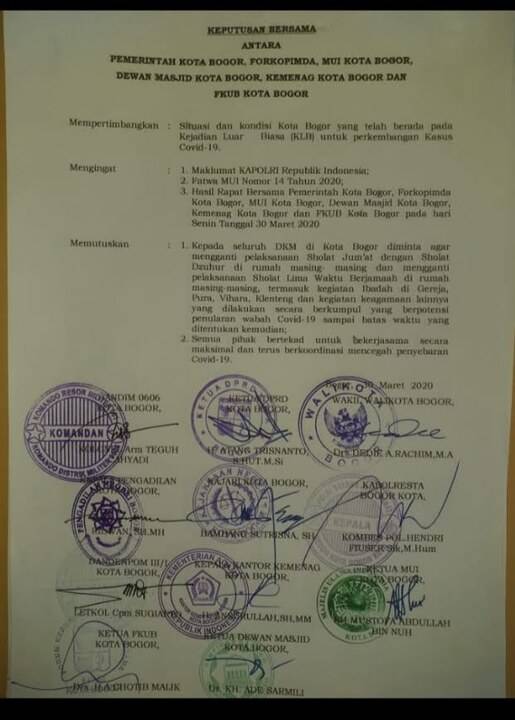 Covid 19 Paksa Pemkot Bogor Ganti Solat Jumat Jadi Solat Dzuhur - Bogor  Today