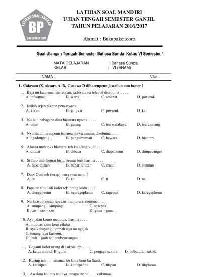 Kunci Jawaban Uas Bahasa Sunda Kelas 6 Semester 1 View Kunci Jawaban Uas Bahasa Sunda Kelas 6 Semester 1 Gratis