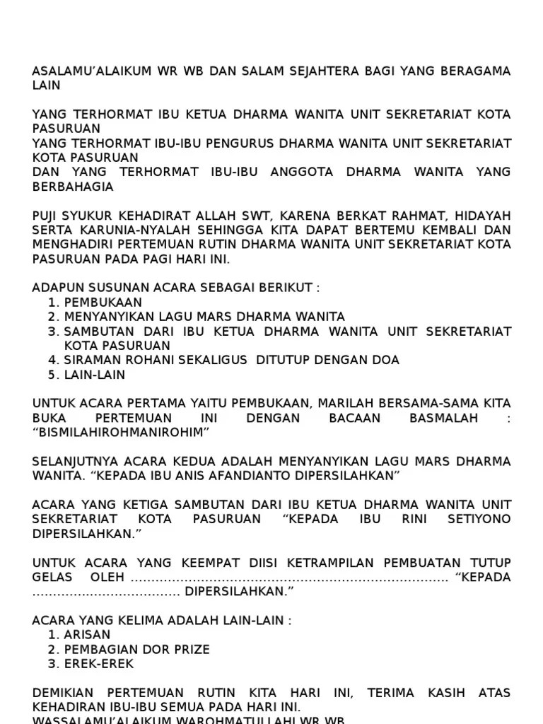 Susunan Acara Arisan Dharma Wanita / Contoh Kata Sambutan Acara Arisan  Keluarga : Contoh susunan acara serah terima jabatan. - dikbudabout