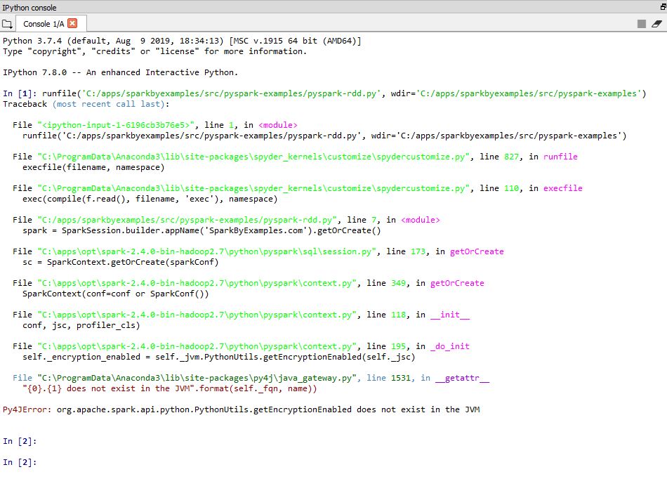 SOLVED: py4j.protocol.Py4JError:  org.apache.spark.api.python.PythonUtils.getEncryptionEnabled does not exist  in the JVM — SparkByExamples