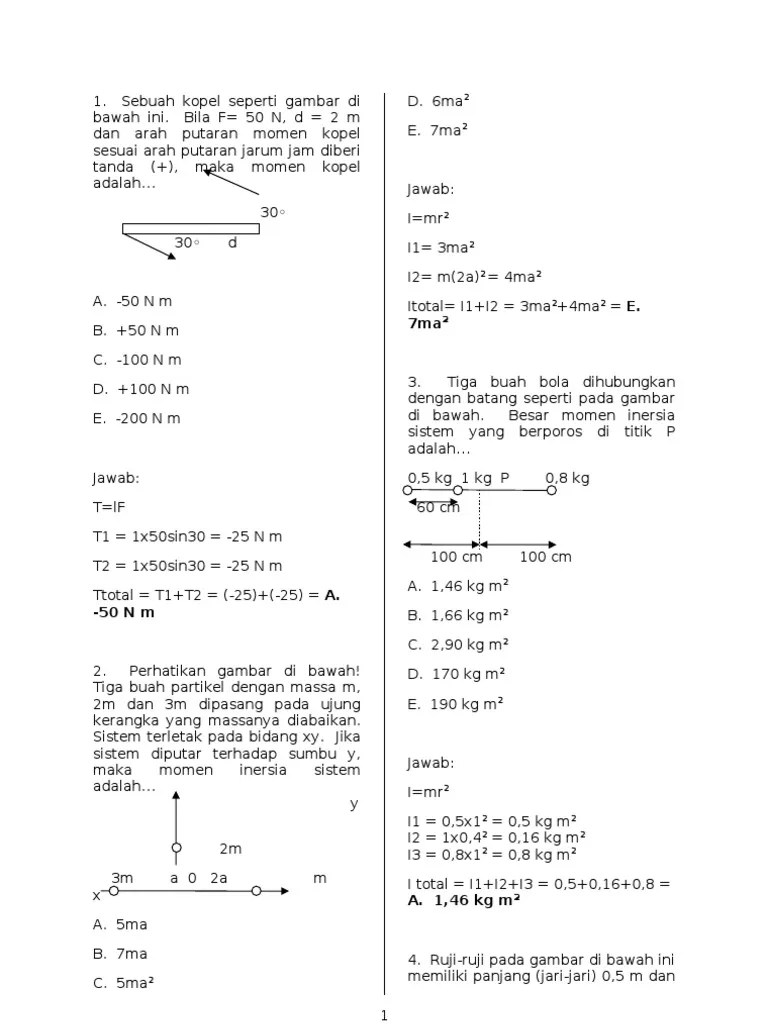 Contoh Soal Fisika Kelas 11 Dinamika Rotasi - Kumpulan Contoh Surat dan Soal  Terlengkap