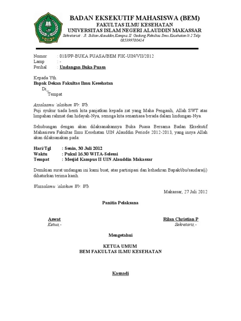 14+ Contoh Surat Undangan Resmi Untuk Buka Bersama