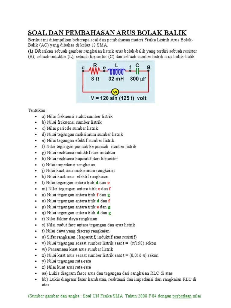 Soal Dan Jawaban Listrik Bolak Balik - Kumpulan Contoh Surat dan Soal  Terlengkap