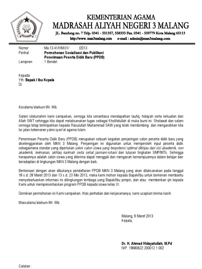 Contoh Surat Permohonan Sosialisasi - Kumpulan Contoh Surat dan Soal  Terlengkap