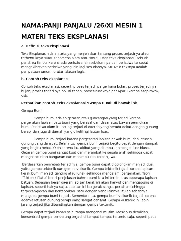 Contoh Teks Eksplanasi Tentang Gempa Bumi – Sedang