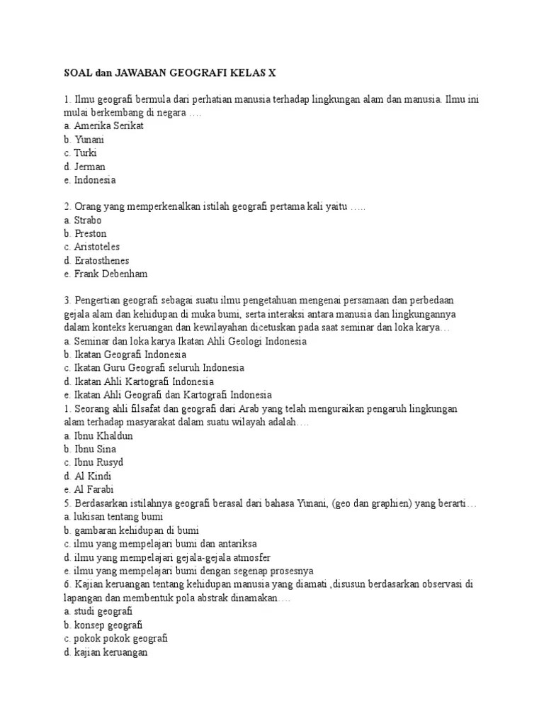 Kumpulan Soal Geografi Kelas 10 Dan Kunci Jawaban - Kumpulan Contoh Surat  dan Soal Terlengkap