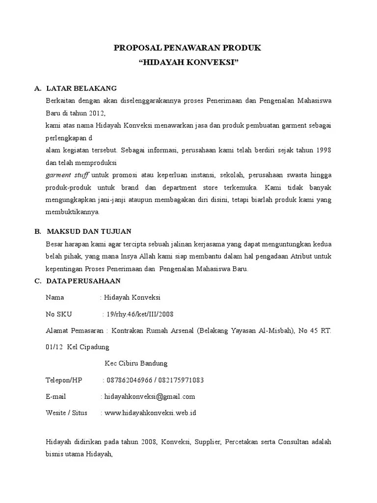 Contoh Surat Penawaran Jasa Konveksi - Kumpulan Contoh Surat dan Soal  Terlengkap