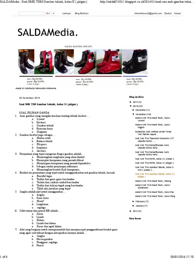 Soal Dan Jawaban Pilihan Ganda Menggambar Teknik Smk - Kumpulan Contoh  Surat dan Soal Terlengkap