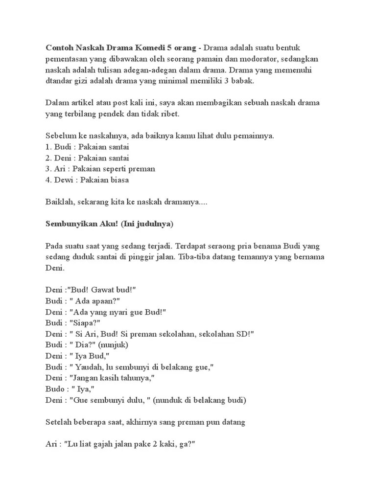 78+ Contoh Naskah Teater Kontemporer 5 Orang