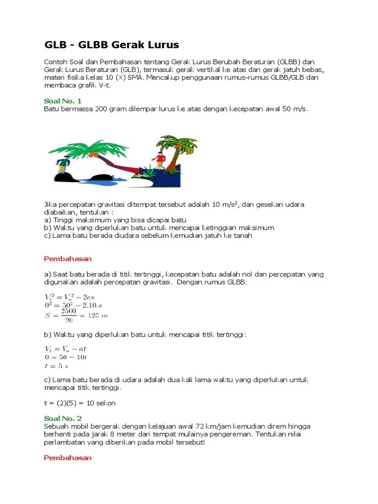 Soal Dan Pembahasan Gerak Lurus Berubah Beraturan Sma - Kumpulan Contoh  Surat dan Soal Terlengkap