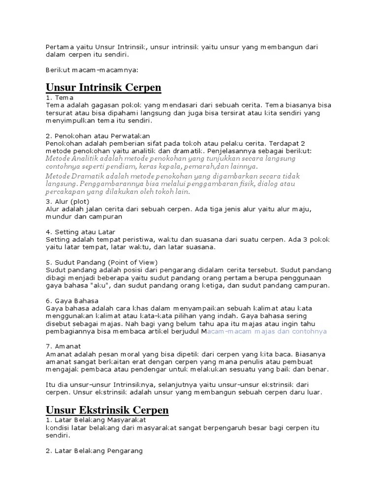 Makalah Tentang Unsur Intrinsik Cerpen - Contoh Surat