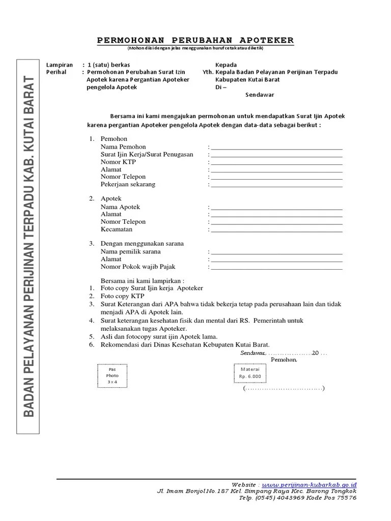 Contoh Surat Pernyataan Pergantian Apoteker - Kumpulan Contoh Surat dan  Soal Terlengkap