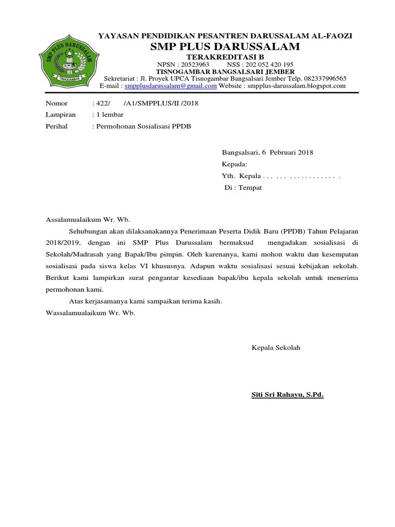 Contoh Surat Permohonan Sosialisasi - Kumpulan Contoh Surat dan Soal  Terlengkap