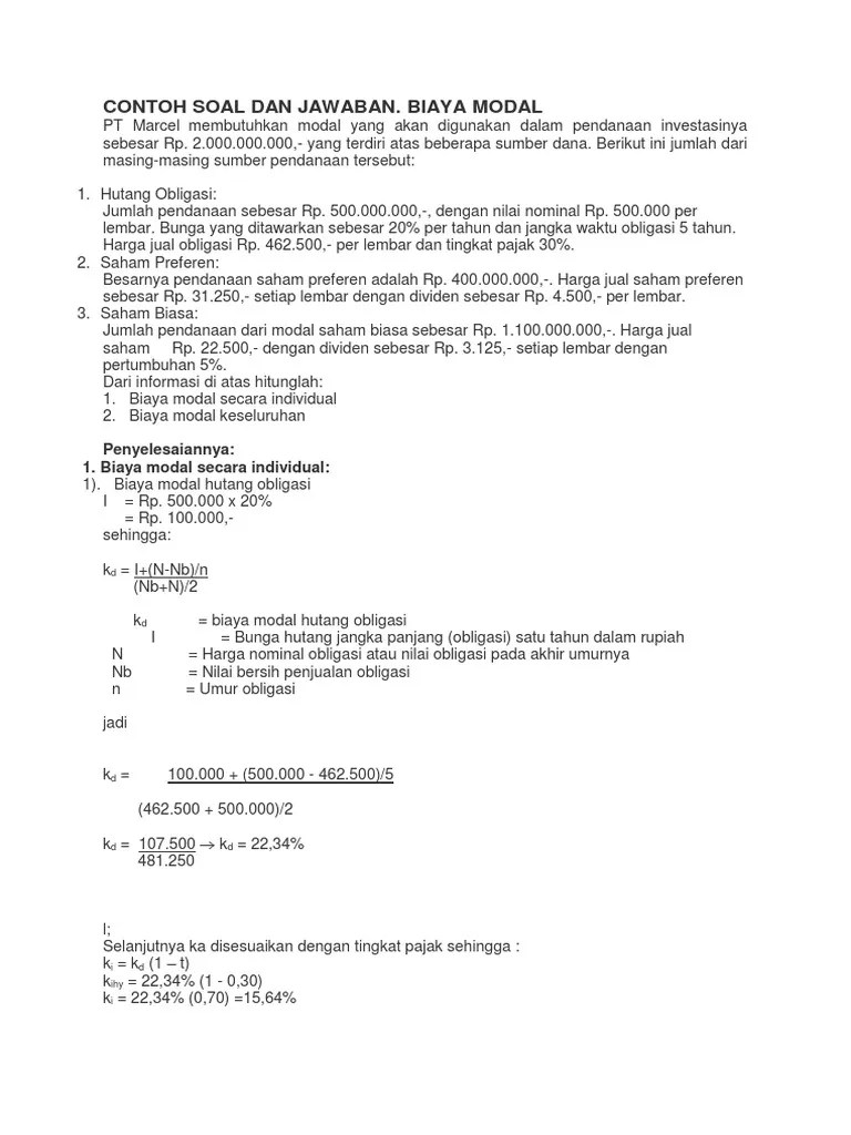 Contoh Soal Obligasi Dan Jawabannya - Kumpulan Contoh Surat dan Soal  Terlengkap