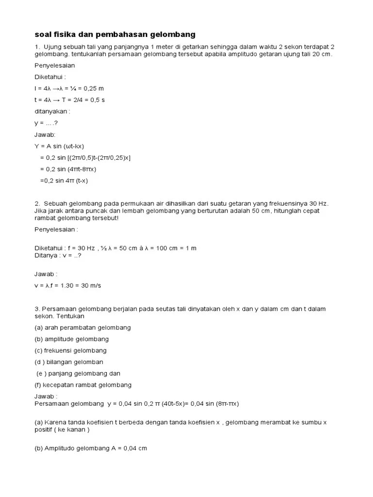 Soal Dan Jawaban Fisika Getaran Dan Gelombang - Kumpulan Contoh Surat dan  Soal Terlengkap
