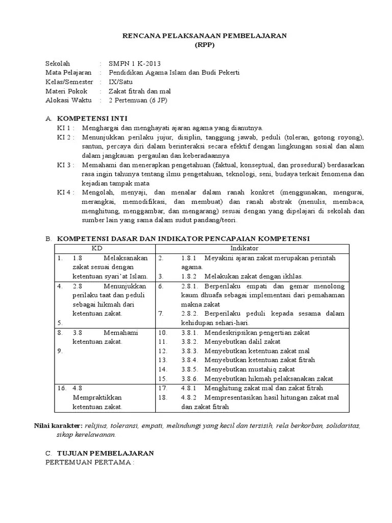 Rpp Pai Kls 9 Bab Zakat Fitrah Dan Mal : Download Lks Pai Smp Kelas Ix  Foppsi Wanasaba