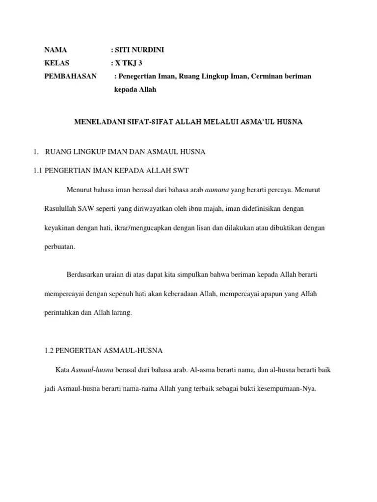 Pengertian Asmaul Husna Menurut Tauhid - Contoh Surat