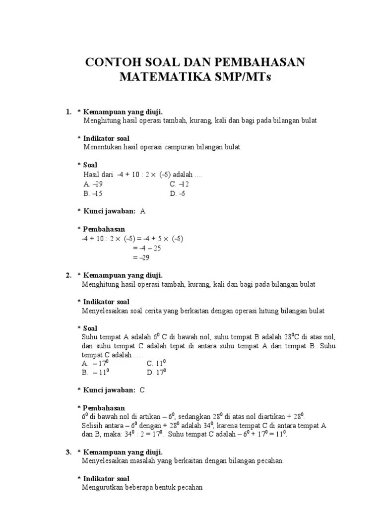 Soal Cerita Matematika Kelas 6 Beserta Jawabannya - Kumpulan Contoh Surat  dan Soal Terlengkap