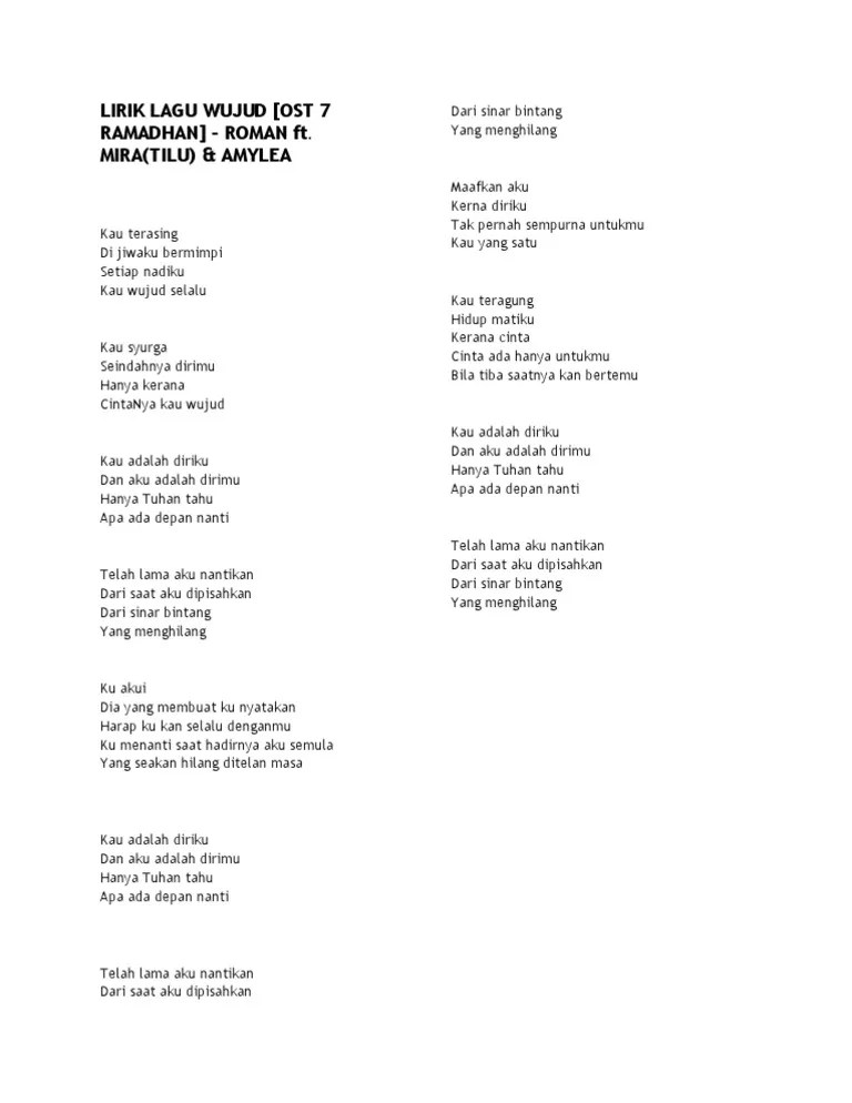 Judul Lagu Lirik Maafkan Aku Bila Tak Sempurna