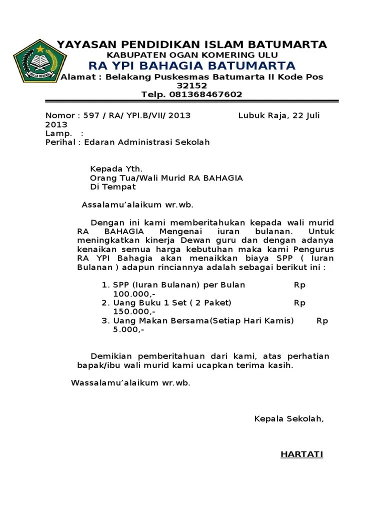 Contoh Surat Edaran Iuran Keamanan Rt - Nusagates