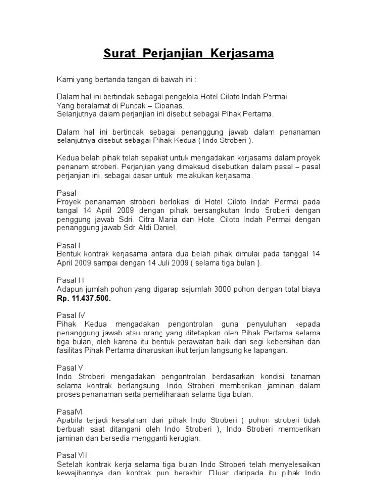 15+ Contoh Surat Kontrak Kerjasama Hotel