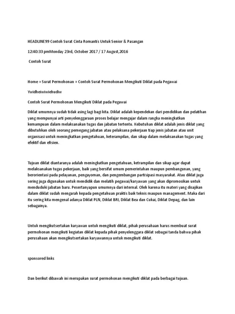 Contoh Surat Permohonan Mengikuti Diklat - Kumpulan Contoh Surat dan Soal  Terlengkap