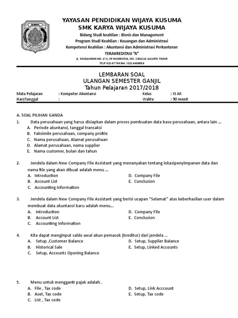 Soal Dan Jawaban Myob Kelas 11 - Kumpulan Contoh Surat dan Soal Terlengkap