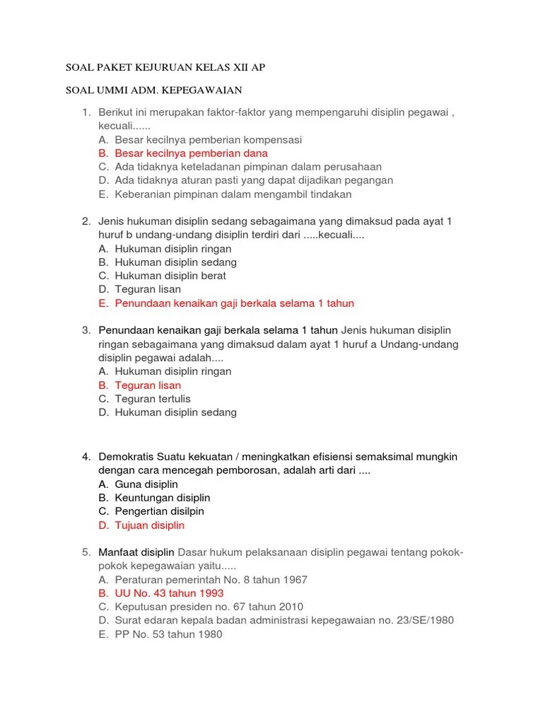 Soal Dan Jawaban Otomatisasi Perkantoran Pilihan Ganda - Kumpulan Contoh  Surat dan Soal Terlengkap