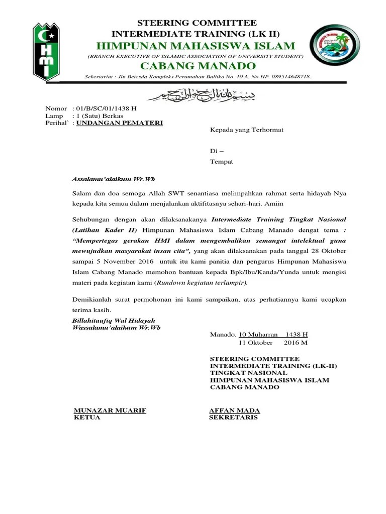 14 Contoh Surat Undangan Pemateri Hmi