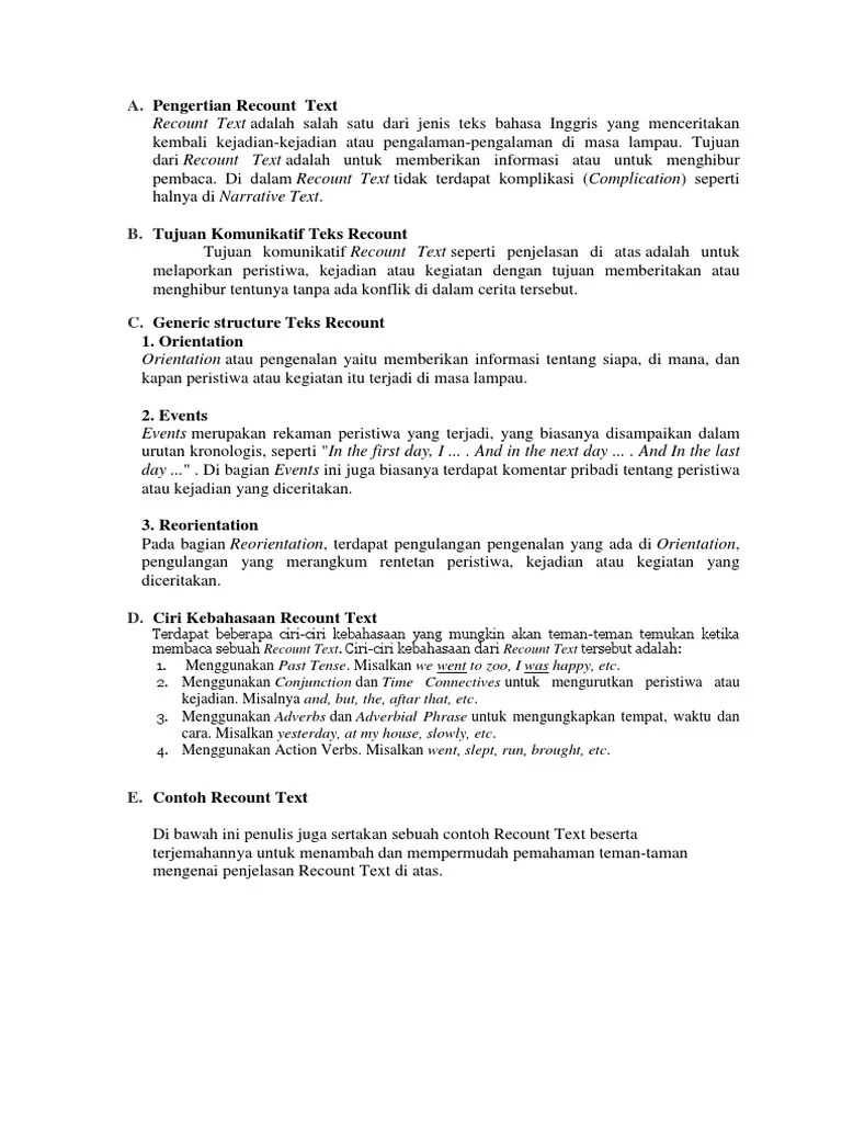 16+ Makalah Recount Text Dalam Bahasa Inggris