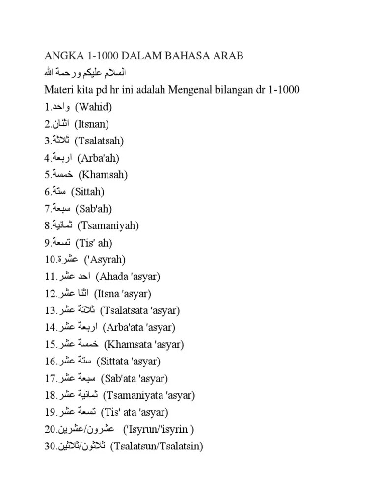 Bahasa Arab Angka