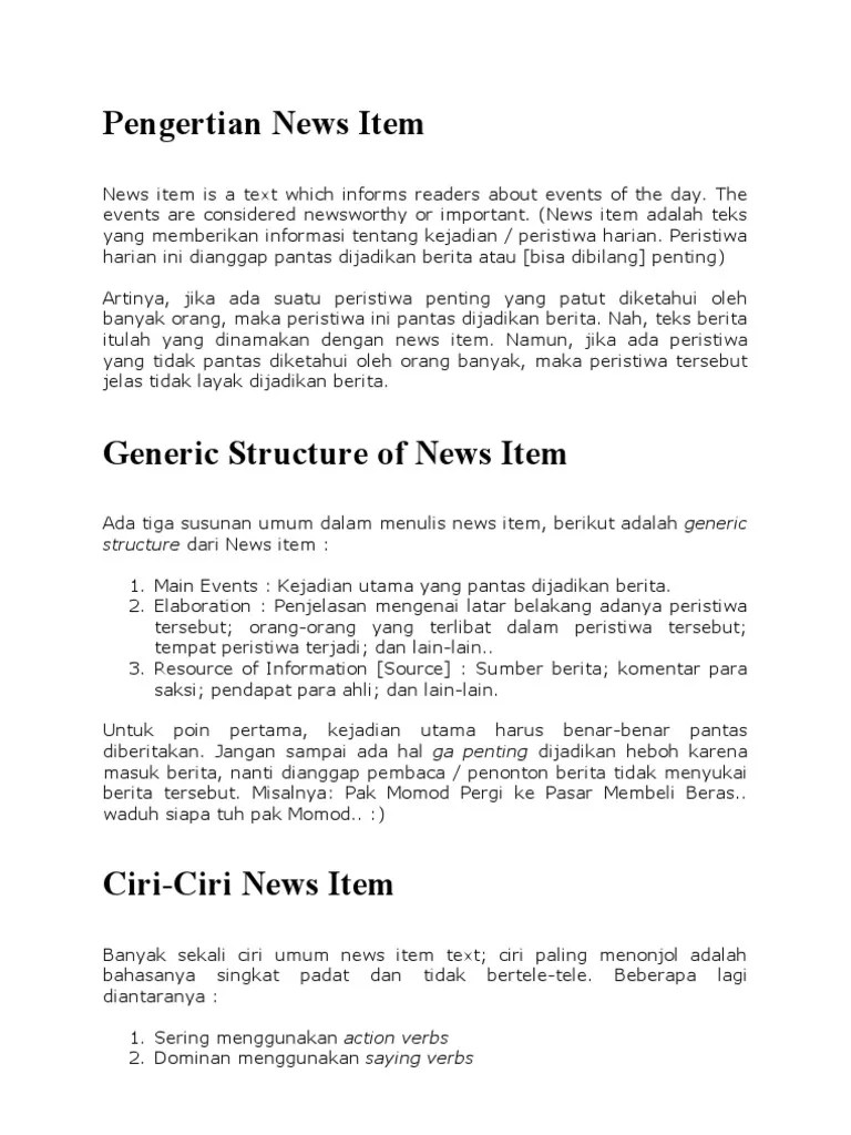 Contoh Soal Dan Pembahasan News Item Text - Kumpulan Contoh Surat dan Soal  Terlengkap