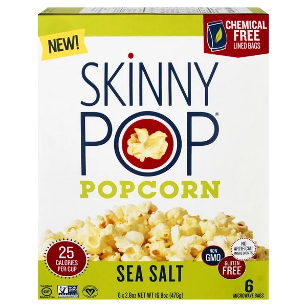 Sweet & salty serious popcorn contains new zealand grown organic corn, organic coconut oil, fair trade organic sugar and organic sea salt. Save On Skinnypop Popcorn Sea Salt Flavor Gluten Free 6 Ct Order Online Delivery Giant