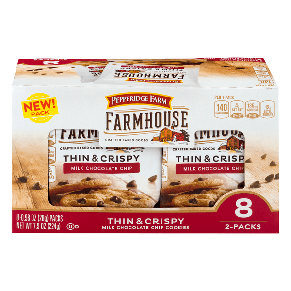 Rich dark chocolate, creamery butter, real eggs, and real vanilla . Save On Pepperidge Farm Farmhouse Thin Crispy Milk Chocolate Chip Cookies 8 Ct Order Online Delivery Giant