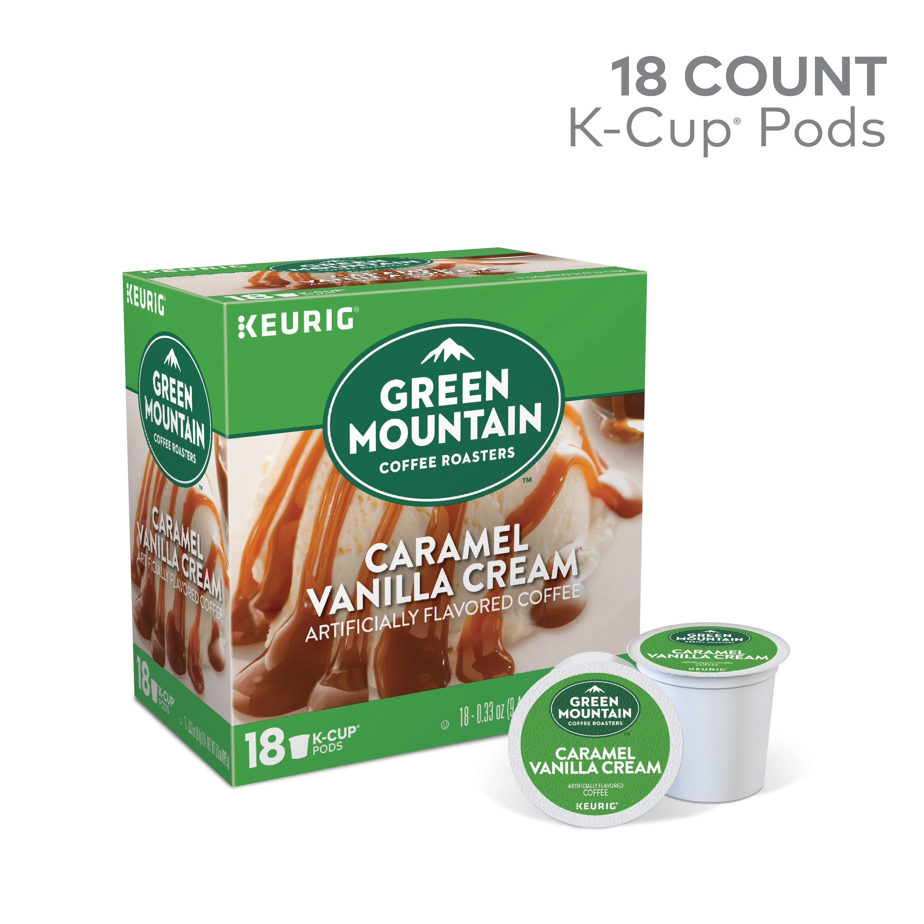 pic Green Mountain Caramel Vanilla Cream Nutrition green mountain coffee caramel vanilla cream flavored k cup pods light roast 18 count for keurig brewers walmart com