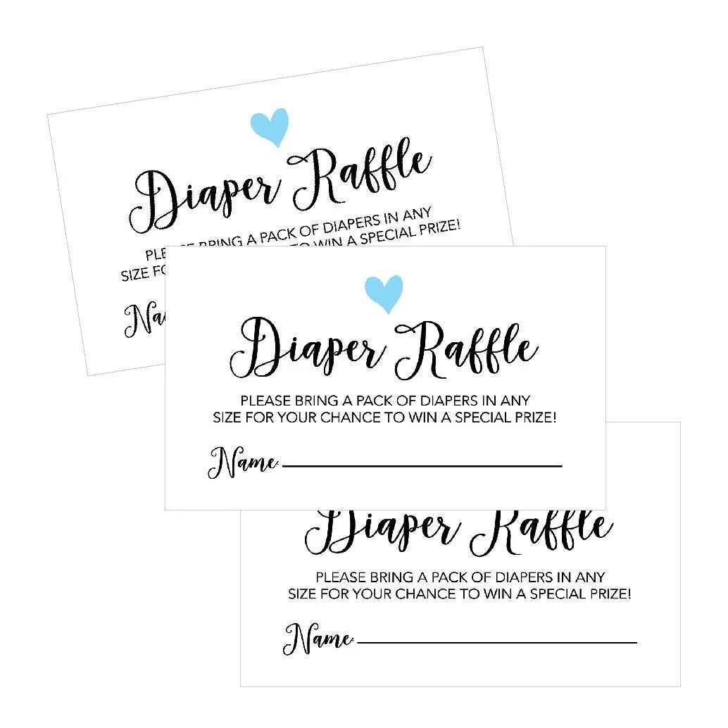 25 diaper raffle ticket lottery insert cards for blue boy