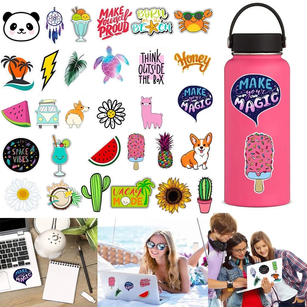 11 pack cute vsco stickers pack aesthetic stickers for hydro water bottle stickers laptop computers notebook planner trendy scrapbooking walmart com